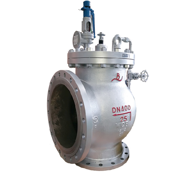Internal discharge pilot pressure relief valve