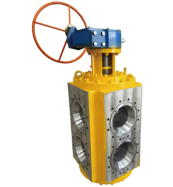 One-piece six-way spherical changeover valve